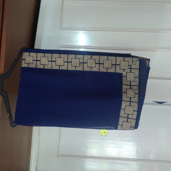 Royal blue saree with jari border ,pure goregette - Picture 5 of 5